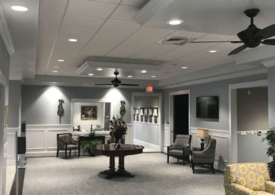 Interior of a commercial living room with electrical work set up by KL Tyndale Inc in Harrisburg, PA