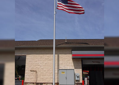 Flag flying outside of a commercial carwash